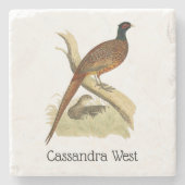 ヴィンテージキジのブランチゲーム鳥スケッチ色 ストーンコースター (正面)