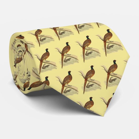 ヴィンテージキジのブランチゲーム鳥スケッチ色 ネクタイ (ロール)