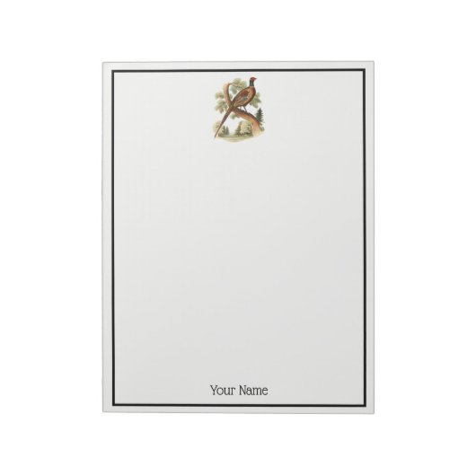 ヴィンテージキジの枝に木のスケッチ色 ノートパッド (回転)