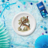 ヴィンテージキジの枝に木のスケッチ色 ペーパープレート (パーティー)