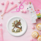 ヴィンテージキジの枝に木のスケッチ色 ペーパープレート (パーティー)