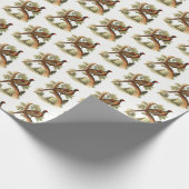 ヴィンテージキジの枝に木のスケッチ色 ラッピングペーパー (角)