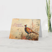 ヴィンテージキジの牧草地の感謝祭 シーズンカード (正面)