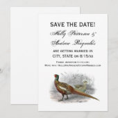 ヴィンテージキジ狩猟鳥のイラスト カラー #2 セーブザデート (正面/裏面)