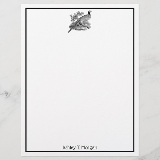 ヴィンテージキジ遊び鳥スケッチBW (正面)