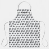 ヴィンテージキジ遊び鳥スケッチBW エプロン (正面)