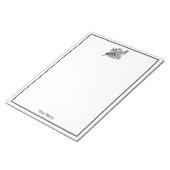 ヴィンテージキジ遊び鳥スケッチBW ノートパッド (アングル)