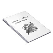 ヴィンテージキジ遊び鳥スケッチBW ノートブック (右側)