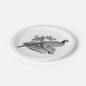 ヴィンテージキジ遊び鳥スケッチBW ペーパープレート (アングル)