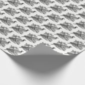 ヴィンテージキジ遊び鳥スケッチBW ラッピングペーパー (角)