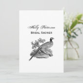 ヴィンテージキジ遊び鳥スケッチBW 招待状 (スタンド正面)