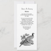 ヴィンテージキジ遊び鳥スケッチBW 招待状 (裏面)