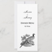 ヴィンテージキジ遊び鳥スケッチBW 招待状 (正面)