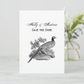 ヴィンテージキジ遊び鳥スケッチBW 招待状 (スタンド正面)