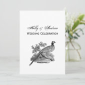 ヴィンテージキジ遊び鳥スケッチBW 招待状 (スタンド正面)