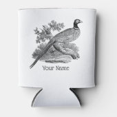 ヴィンテージキジ遊び鳥スケッチBW 缶クーラー (正面)