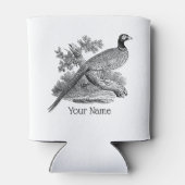 ヴィンテージキジ遊び鳥スケッチBW 缶クーラー (裏面)