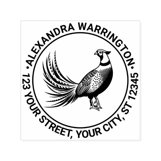 ヴィンテージキジ遊び鳥#2名差出人住所 セルフインキングスタンプ (デザイン)