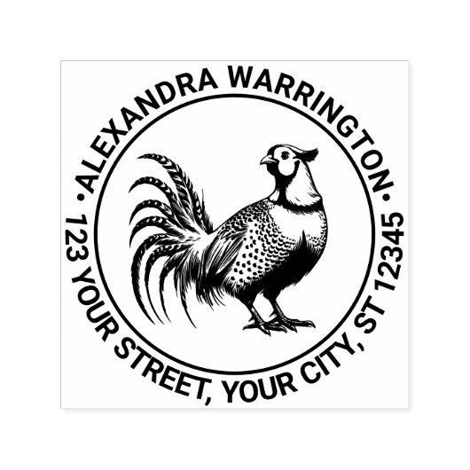 ヴィンテージキジ遊び鳥#3名差出人住所 セルフインキングスタンプ (デザイン)
