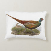 ヴィンテージキジ鳥類スケッチ色 アクセントクッション (裏面)