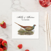 ヴィンテージキジ鳥類スケッチ色 スタンダードカクテルナプキン (インサイチュ)