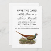 ヴィンテージキジ鳥類スケッチ色 セーブザデート (正面/裏面)