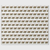 ヴィンテージキジ鳥類スケッチ色 ラッピングペーパー (フラット)