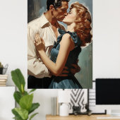 ヴィンテージキスをするカップル ポスター (ホームオフィス)