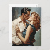 ヴィンテージキスをするカップル ポストカード (正面/裏面)