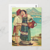 ヴィンテージキスをするカップル ポストカード (正面/裏面)