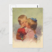 ヴィンテージキスをするチャイルズアート1910年 ポストカード (正面/裏面)