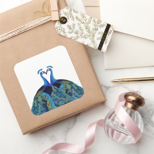 ヴィンテージキスをするペコックス スクエアシール (ギフト)