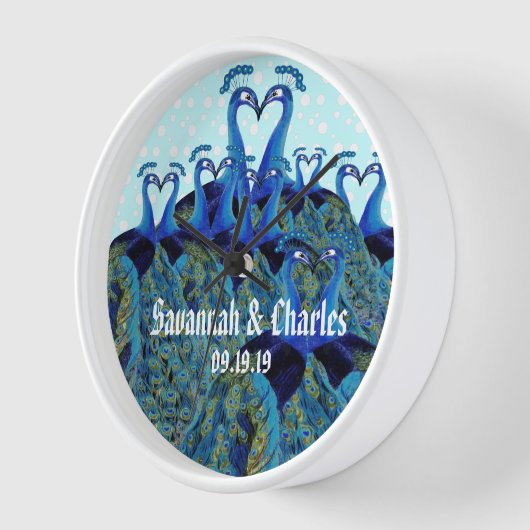 ヴィンテージキスをするペコックス 壁時計 (傾斜)