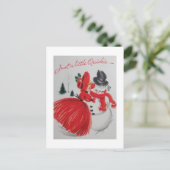 ヴィンテージキスをするA雪だるま ポストカード (スタンド正面)