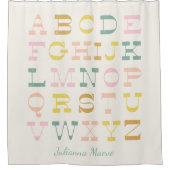 ヴィンテージキッズパステルアルファベットアパーソナライズされたート シャワーカーテン (正面)