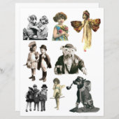 ヴィンテージキッズ&ドッグスシーカットスクラップブック作り紙 (正面/裏面)