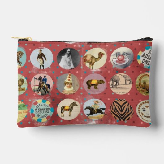 ヴィンテージキッチサーカスカーニバル動物パフォーマー アクセサリーポーチ (正面)