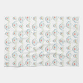 ヴィンテージキッチティーポットとティーカップパターン キッチンタオル (横)