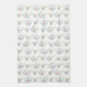 ヴィンテージキッチティーポットとティーカップパターン キッチンタオル (縦)