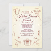 ヴィンテージキッチンのブライダルシャワー招待 招待状 (正面)