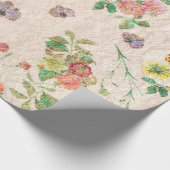 ヴィンテージキッチンイエローピンク可愛い花柄 ラッピングペーパー (角)