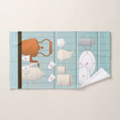 ヴィンテージキッチンイラストレーション ハンドタオル (ハンドタオル)