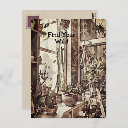 ヴィンテージキッチンウィンドウガーデンプラントフローラ ポストカード (正面/裏面)