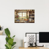 ヴィンテージキッチンウィンドウキャニスタガーデンプラント ポスター (ホームオフィス)