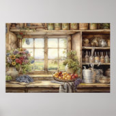 ヴィンテージキッチンウィンドウキャニスタガーデンプラント ポスター (正面)