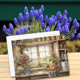 ヴィンテージキッチンウィンドウキャニスタガーデンプラント ポスター