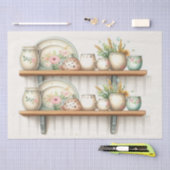 ヴィンテージキッチンシェルフプレートキャニスタプラント 薄葉紙