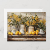 ヴィンテージキッチンシェルフレモン缶花 ポストカード (正面/裏面)