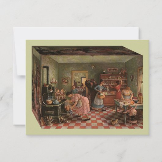 ヴィンテージキッチンシーン~ファミリー懇親会招待状 招待状 (正面)