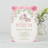 ヴィンテージキッチンティーピンクフローラバラシャワー 招待状 (スタンド正面)